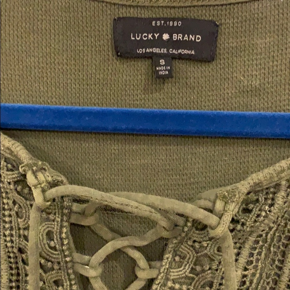 Olive green lucky brand thermal blouse size small